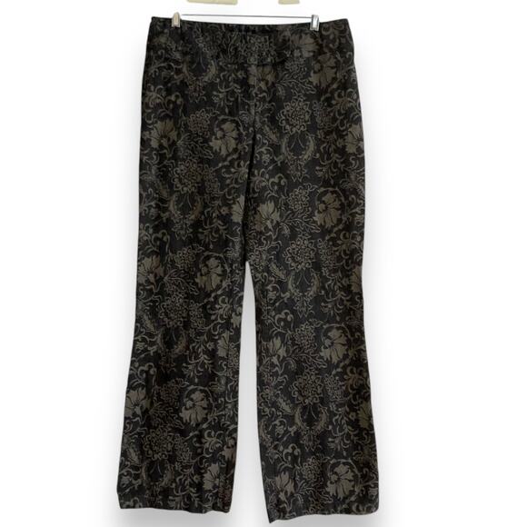 Womens Harolds Black Gold Floral Tapestry Wide Leg Cotton Denim Jeans Size 12 - Picture 1 of 16